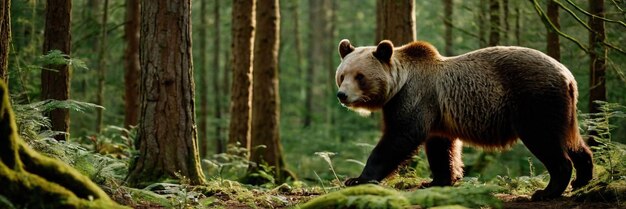 Photo an animal walking in the green forest