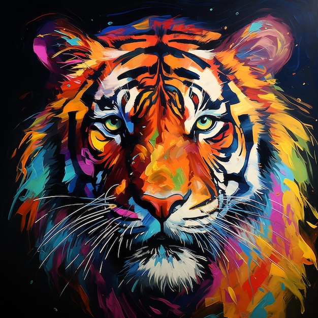 Animal wall decoration lion illustration vibrate colors