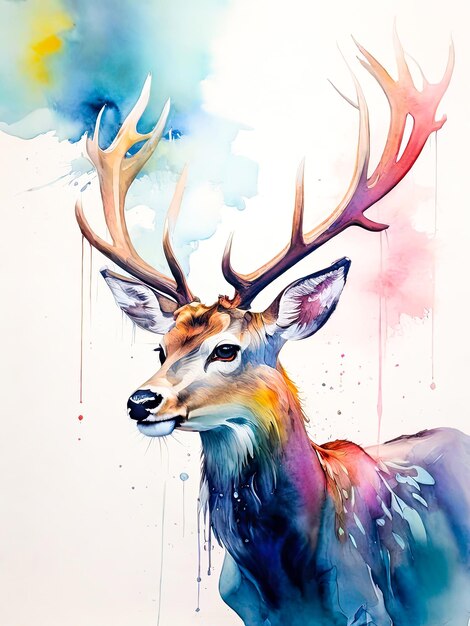 Animal watercolor illustration Colorful painting