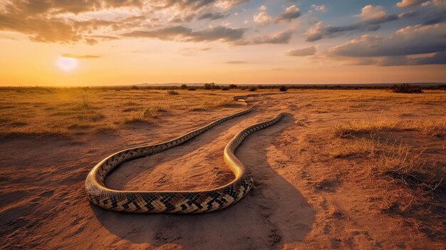 夕日の景色の自然な背景を持つ動物、野生動物の写真撮影 AI 生成画像