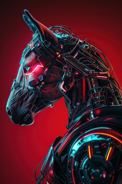 Animal with cybernetic enhancements side view dramatic lighting scifi poster Prime Lenses