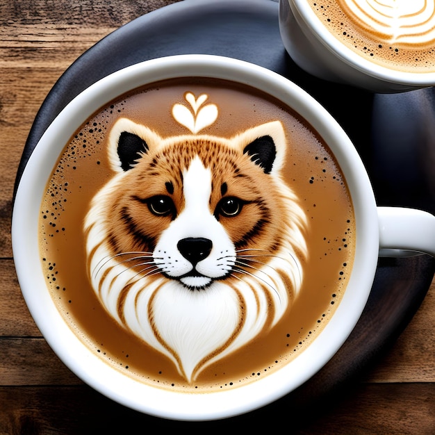 Photo animales en tazas de cafe