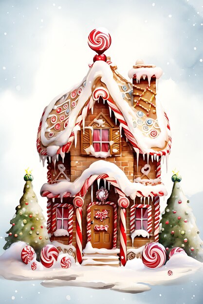 Premium AI Image  Watercolor Room of Haitian Gingerbread House