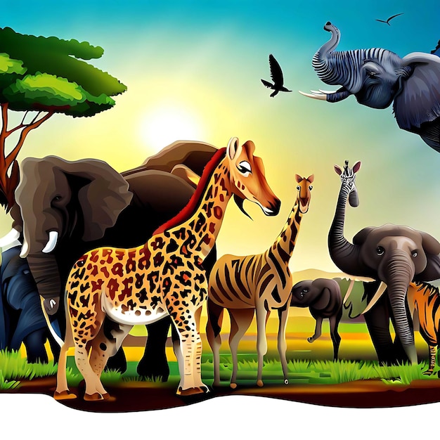 Animals in Forest and Jungle Wildlife Vector Diverse Animal Scenes