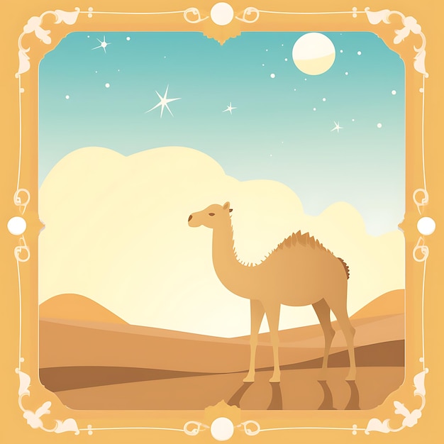 Photo animals frame of baby camel develop a frame in the shape of a cute h 2d cute creative design