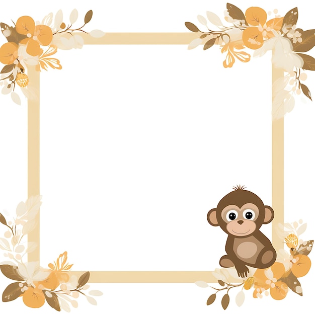 Photo animals frame of baby gibbon create a frame inspired by the sweet sw 2d cute creative design