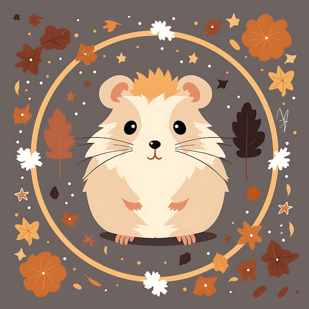 Animals Frame of Cheeky Syrian Hamster Designed in the Shape of the 2D cute creative design
