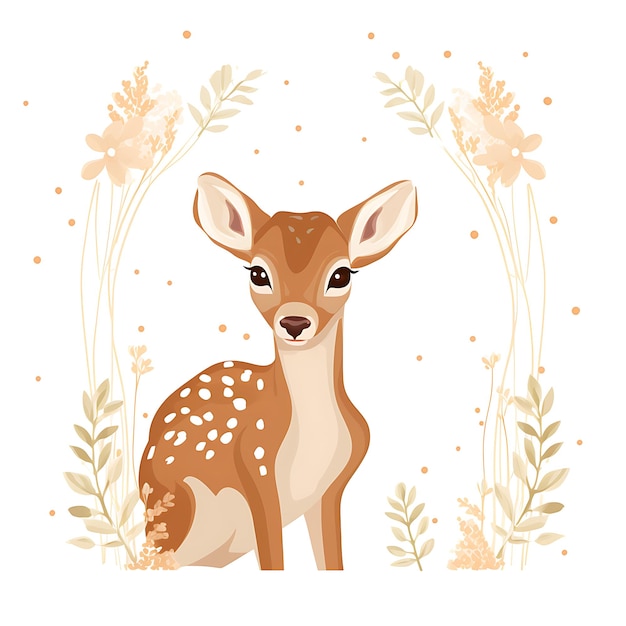 Animals Frame of Delicate White Tailed Deer Fawn Shaped to Resemble 2D cute creative design