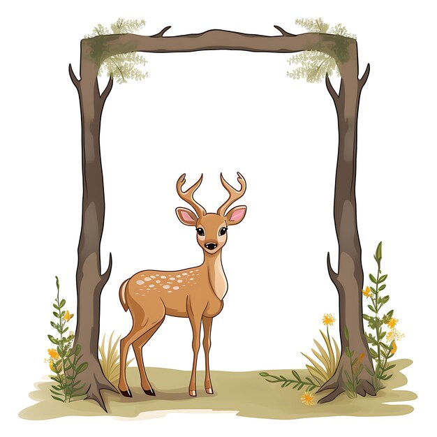 Photo animals frame of elk calf formulate an adorable forest dwelling elk 2d cute creative design