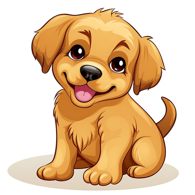 Animals Frame of Fluffy Golden Retriever Puppy Designed in the Shape 2D cute creative design