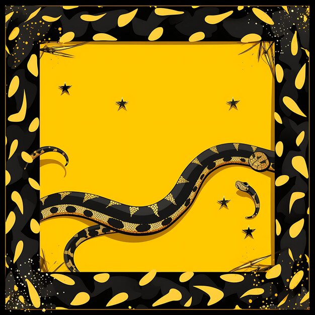 Animals Frame of Malayan Krait Hatchling Craft a Frame Showcasing Th 2D cute creative design