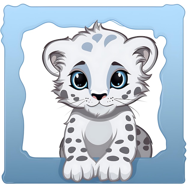 Фото Животные рамка snow leopard cub пушистый snow leopard cub в форме f 2d милый творческий дизайн