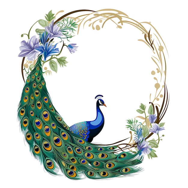 Animals Frame of Peacock Elegant Jungle Dwelling Peacock Resembling 2D cute creative design