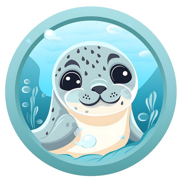 Foto animals frame of playful harbor seal pup in the shape of a playful h 2d cute creative design