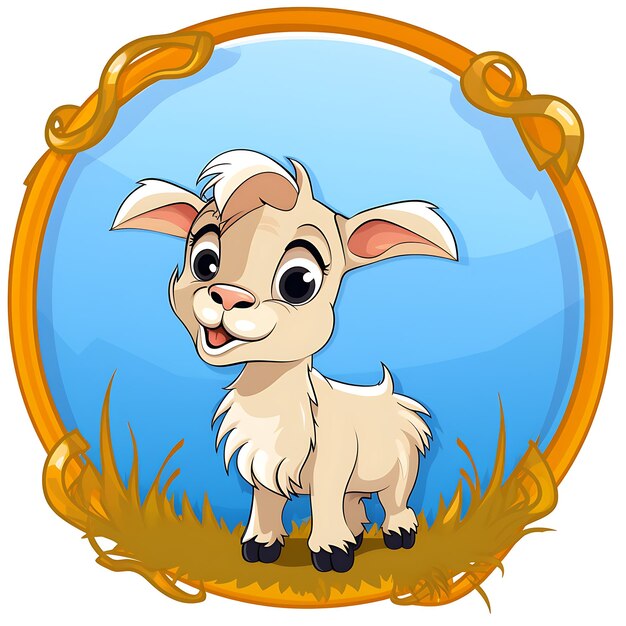 Photo animals frame of playful pygmy goat kid shaped like a playful pygmy 2d cute creative design