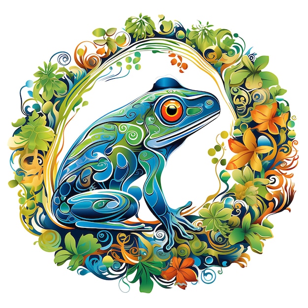 Animals Frame of Red Eyed Tree Frog Adorable Vibrantly Colored Tree 2D cute creative design