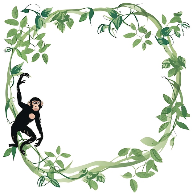 Photo animals frame of spider monkey curious vine swinging spider monkey t 2d cute creative design