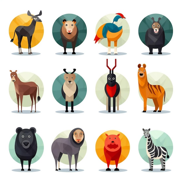 Photo animals icons set cartoon illustration of animals icons for web design