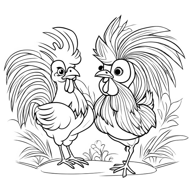 Animals illustration coloring page for kids