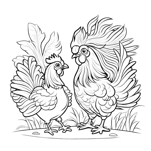 Animals illustration coloring page for kids