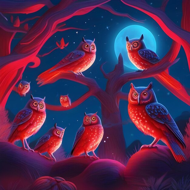 Photo animals like owls bats and fireflies celebrating world wildlife day ai generate image