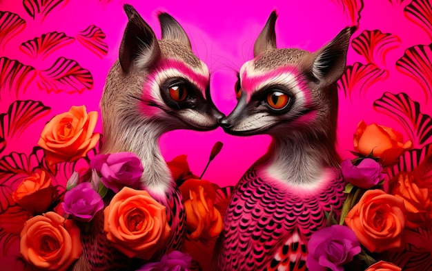 Animals in love in St Valentines Day