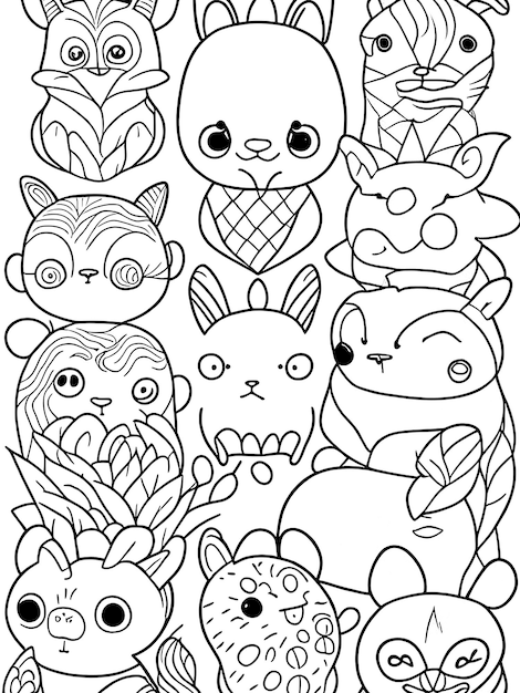 Animals pattern coloring page for kids