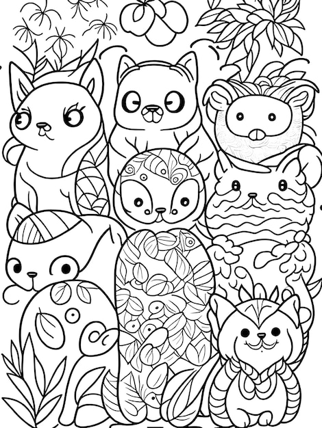 Animals pattern coloring page for kids