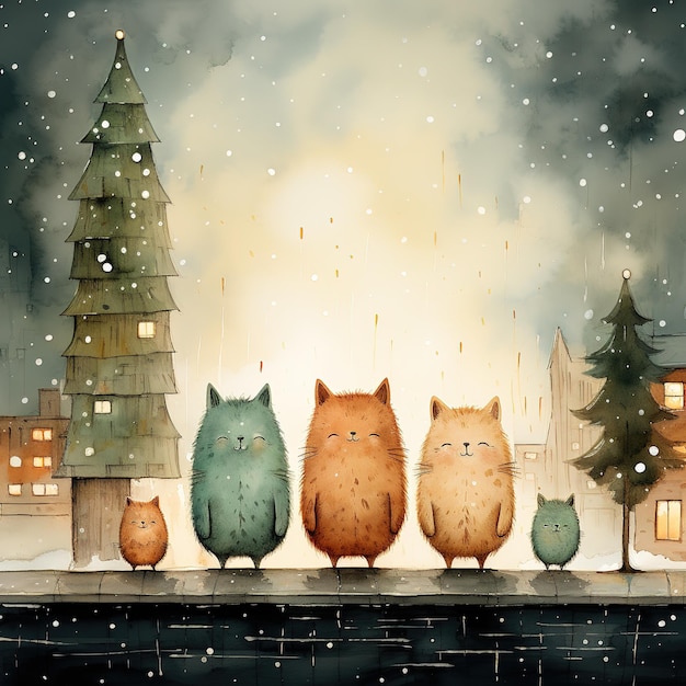 животные Санта Рождество зимний фон дизайн иконок баннер снег