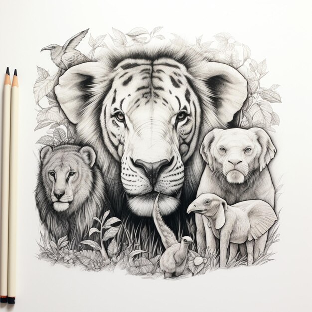 Photo animals sketch art