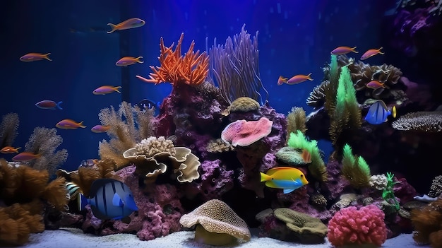 Animals of the underwater sea world Ecosystem Colorful tropical fish Generative AI