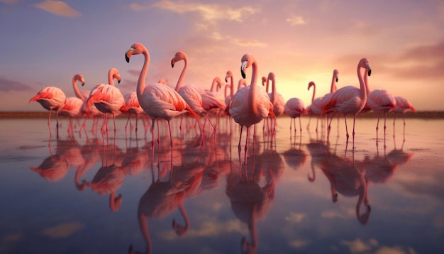 Animals in the wild reflect the beauty of nature tranquil scene generated by AI