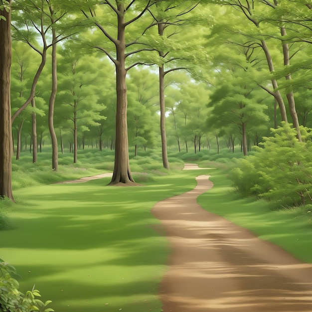 Animate Cartoon Forest Road Landscape Generated Ai