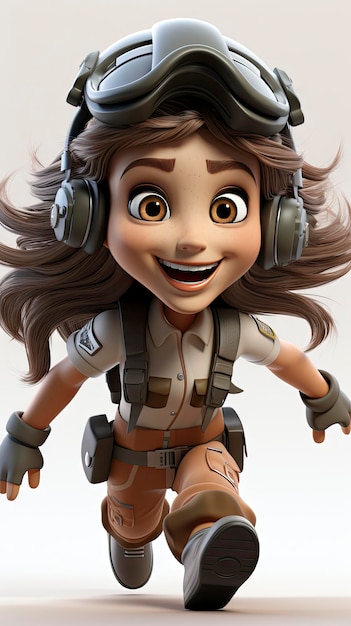 Photo animated adventurous female explorer character style cartoon