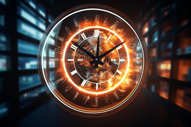 An animated analog wall clock spinning through the hours