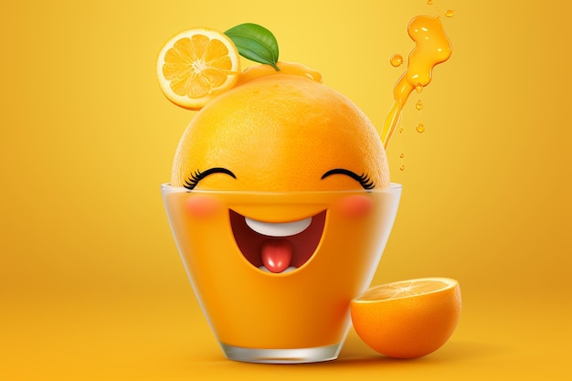 Animated bliss in a cute and happy orange juice