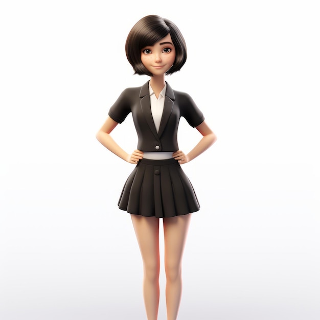 Photo animated business woman 3d model in chiho aoshima style