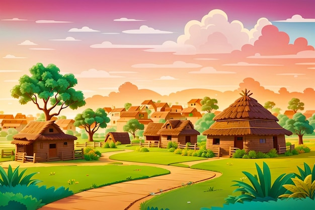 Animated carton village background