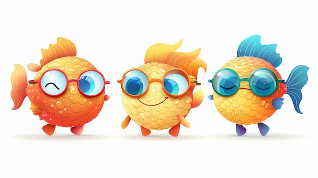 Animated cartoon characters with glasses for kid ophthalmologist clinic emoji for decoration of oculist cabinet medical examination of baby eye