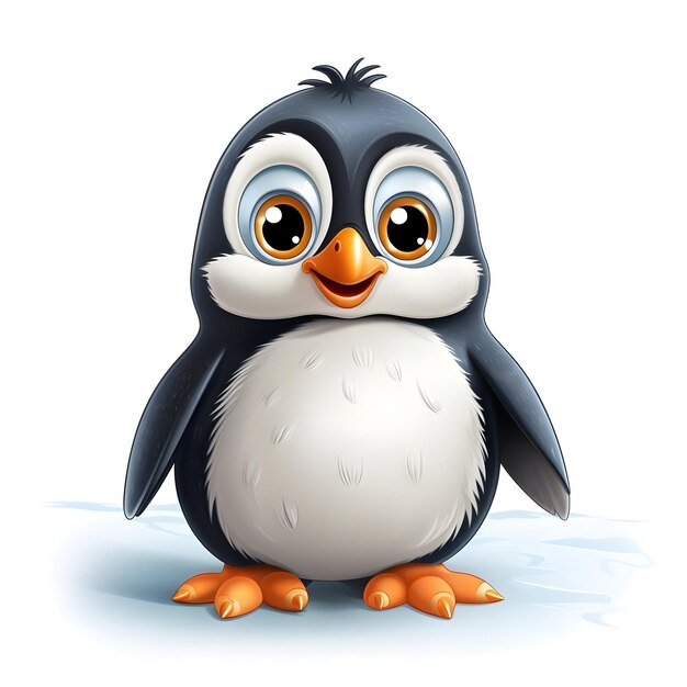 Foto illustrazione di una cartolina animata di un adorabile uccello pinguino