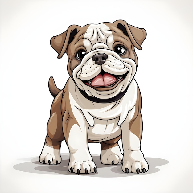 Animated cartoon flash card illustration of a bulldog