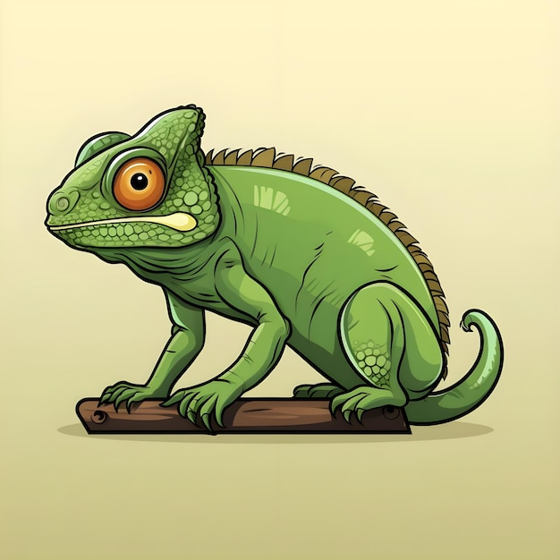 Animated cartoon flash card illustration of a Chameleon lizard