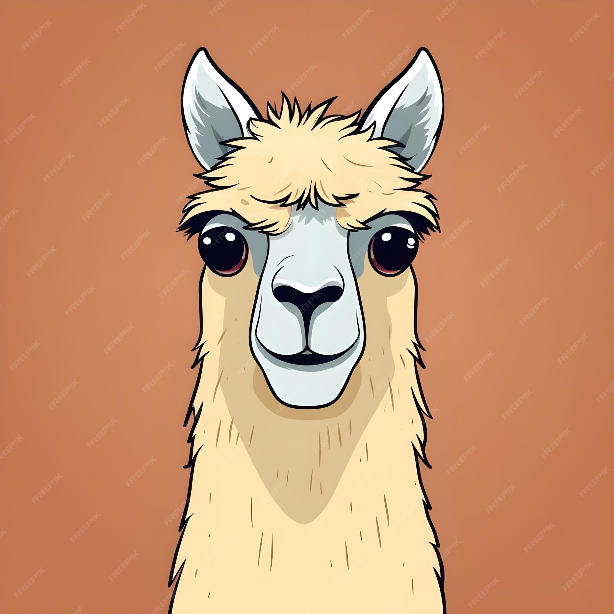 Premium Photo | Animated cartoon flash card illustration of a cute llama