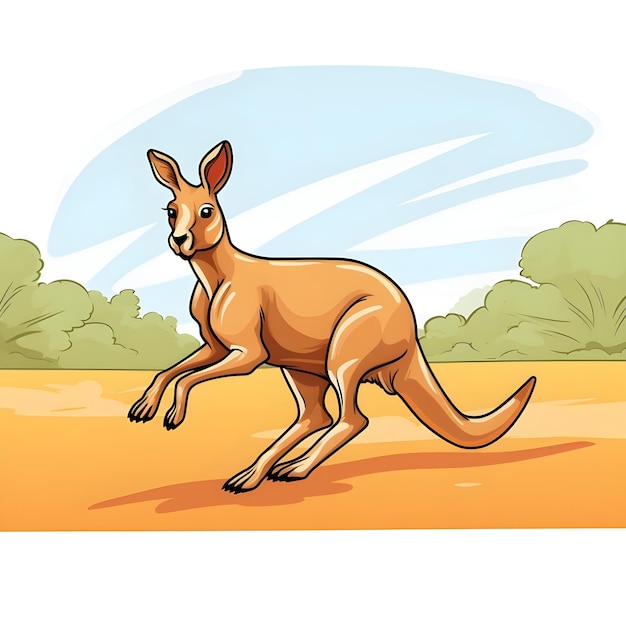 Animated cartoon flash card illustration of a kangaroo