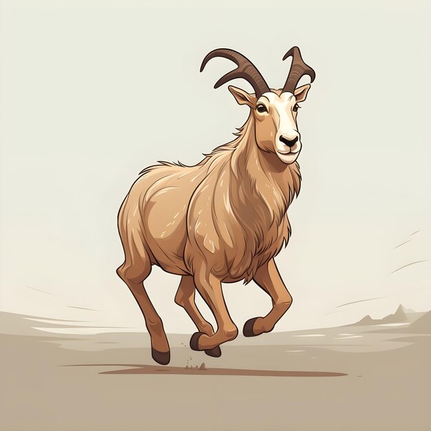 Photo animated cartoon flash card illustration of a markhor