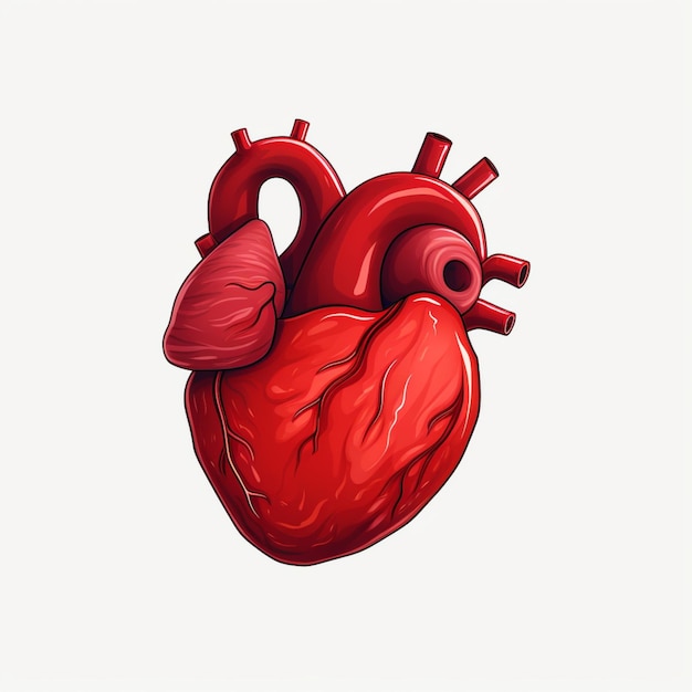 Анимационное мультфильмное сердце на белом фоне