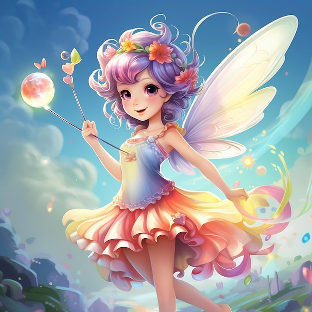 Animated cartoon of a magical fairy