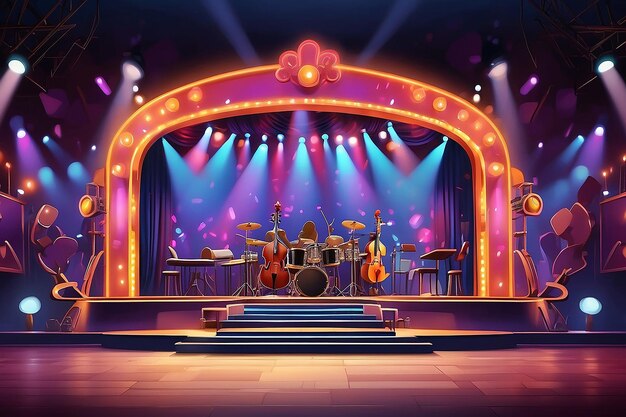 Photo animated cartoon musical stage lively anticipation