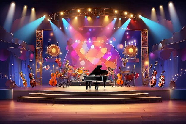 Photo animated cartoon musical stage lively anticipation