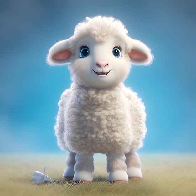 Animated Cartoon sheep blue background